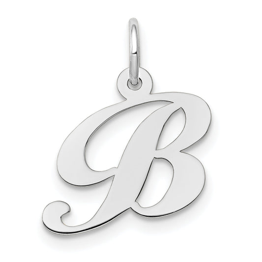 14k White Gold 14k White Gold Small Fancy Script Letter B Initial Charm