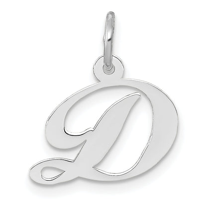 14k White Gold 14k White Gold Small Fancy Script Letter D Initial Charm