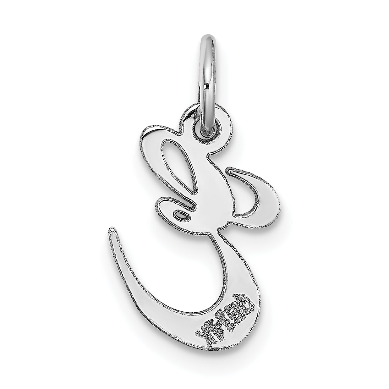 14k White Gold 14k White Gold Small Fancy Script Letter E Initial Charm