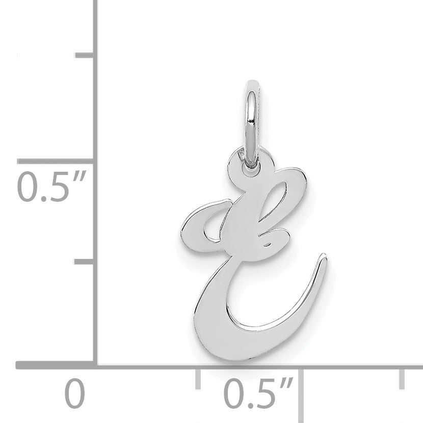 14k White Gold 14k White Gold Small Fancy Script Letter E Initial Charm