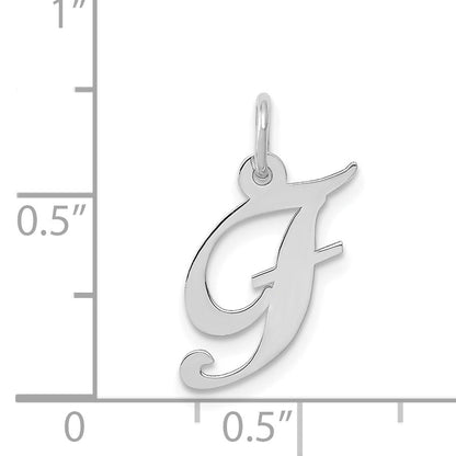 14k White Gold 14k White Gold Small Fancy Script Letter F Initial Charm