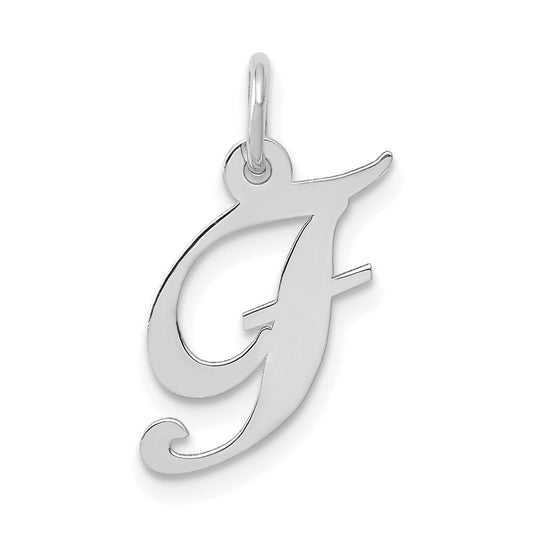 14k White Gold 14k White Gold Small Fancy Script Letter F Initial Charm