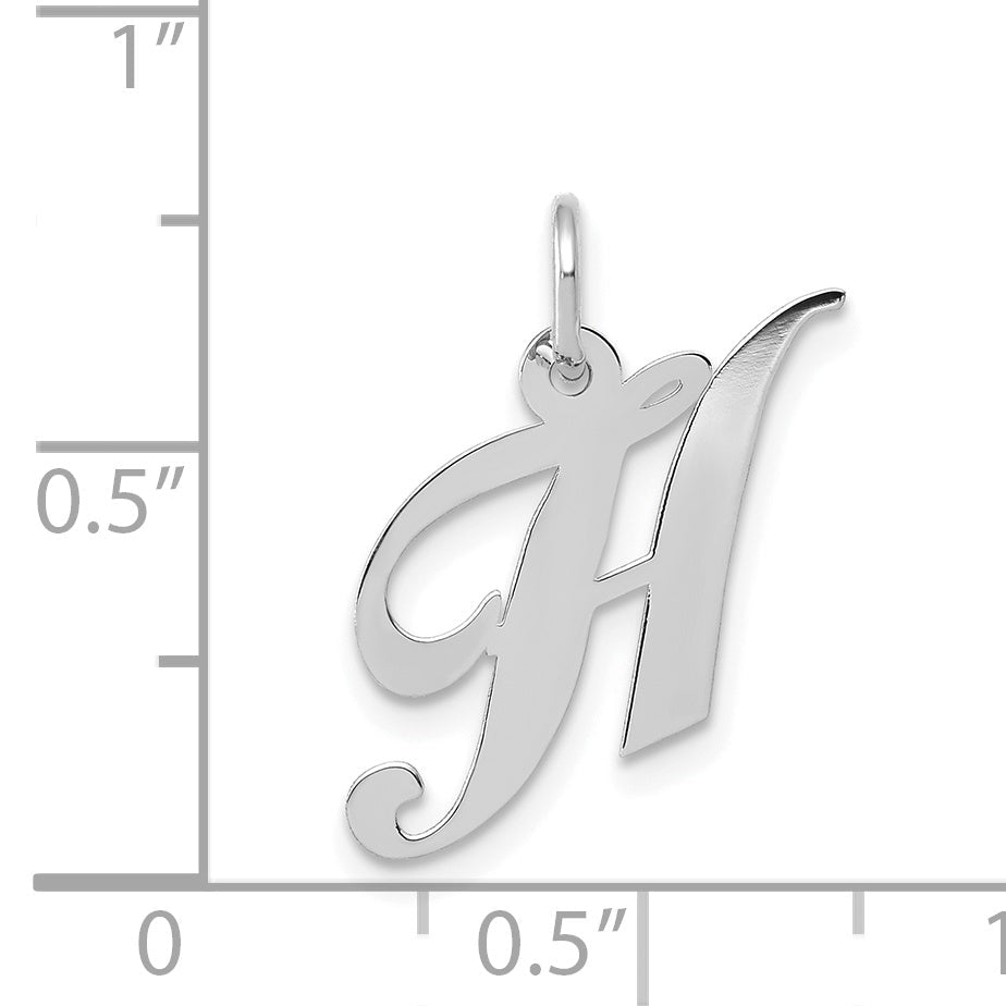 14k White Gold 14k White Gold Small Fancy Script Letter H Initial Charm