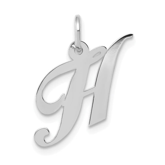 14k White Gold 14k White Gold Small Fancy Script Letter H Initial Charm