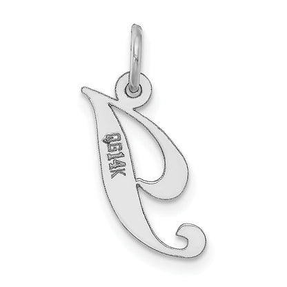 14k White Gold 14k White Gold Small Fancy Script Letter I Initial Charm