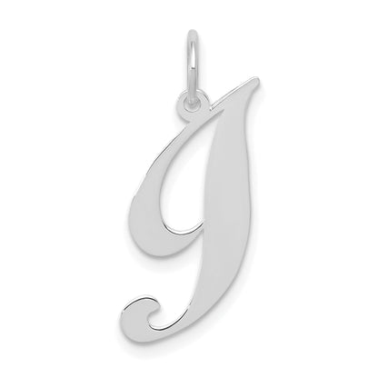 14k White Gold 14k White Gold Small Fancy Script Letter I Initial Charm