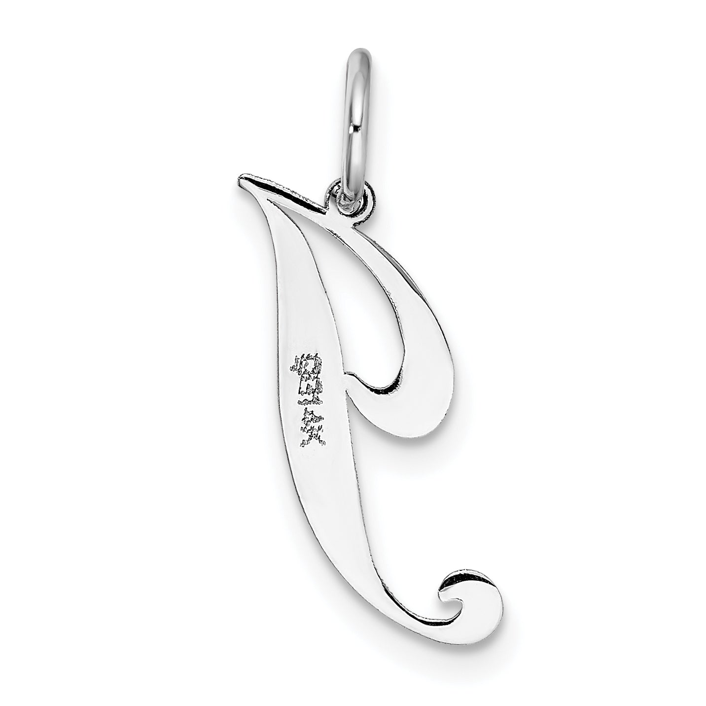 14k White Gold 14k White Gold Small Fancy Script Letter J Initial Charm