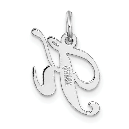 14k White Gold 14k White Gold Small Fancy Script Letter K Initial Charm