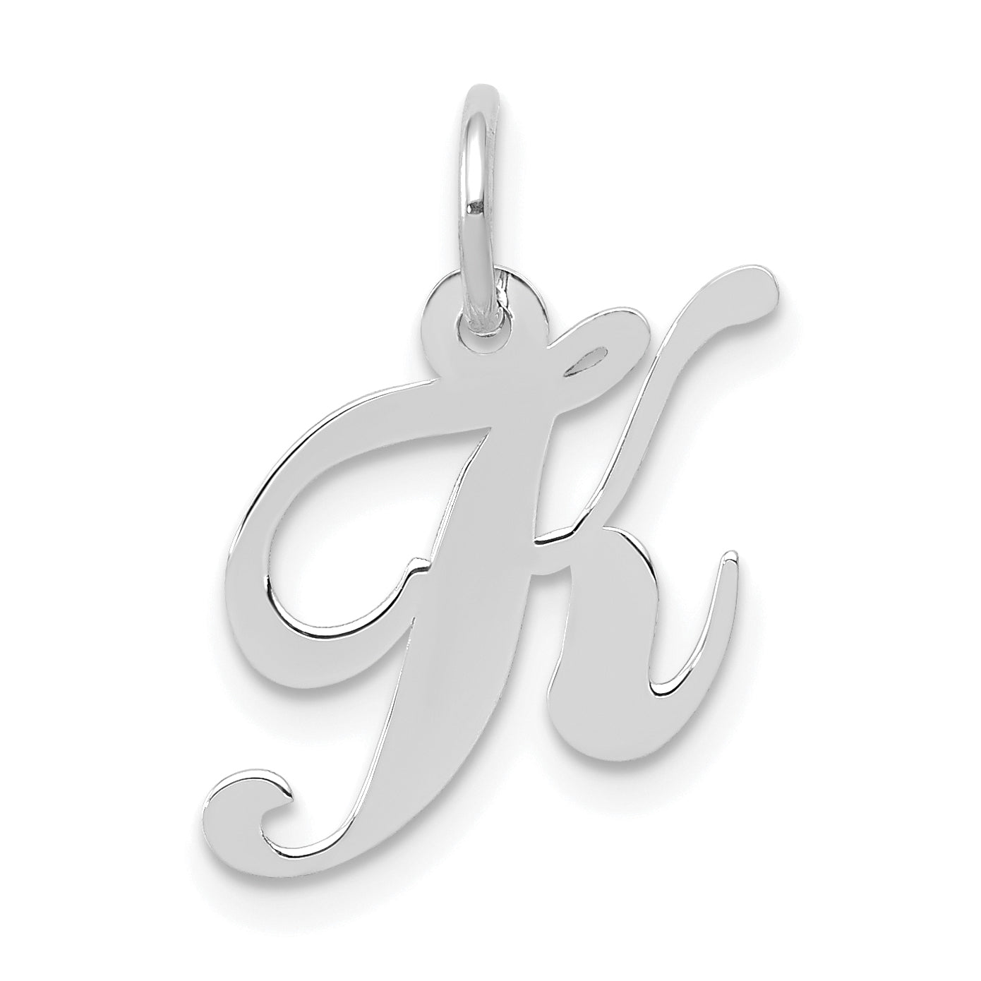 14k White Gold 14k White Gold Small Fancy Script Letter K Initial Charm