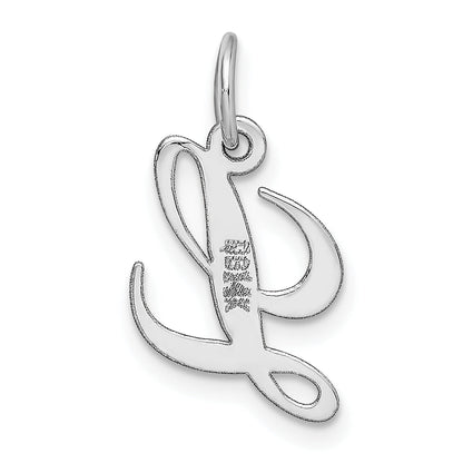 14k White Gold 14k White Gold Small Fancy Script Letter L Initial Charm