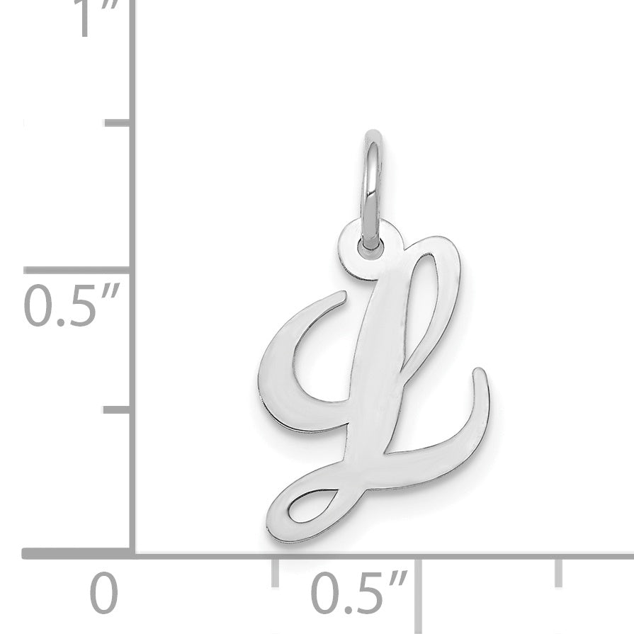 14k White Gold 14k White Gold Small Fancy Script Letter L Initial Charm