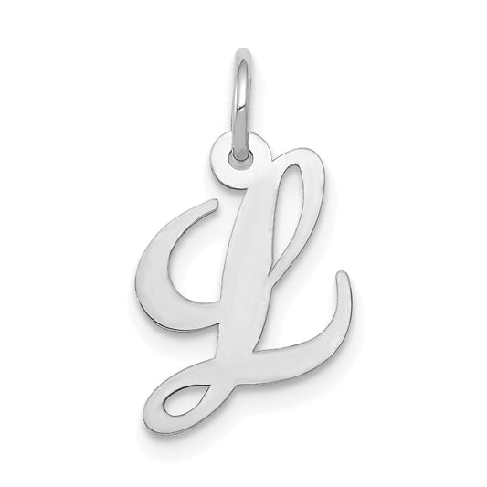 14k White Gold 14k White Gold Small Fancy Script Letter L Initial Charm