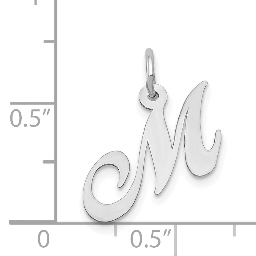 14k White Gold 14k White Gold Small Fancy Script Letter M Initial Charm