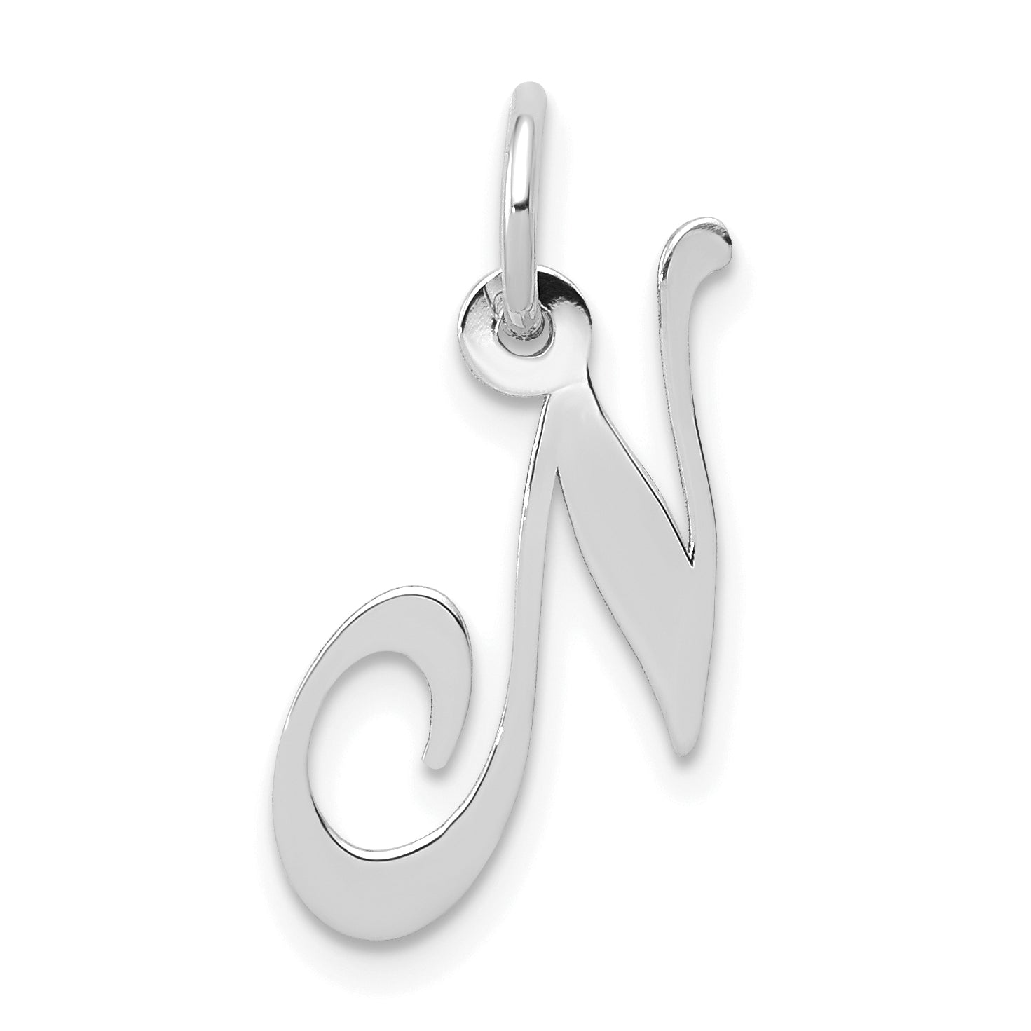 14k White Gold 14k White Gold Small Fancy Script Letter N Initial Charm