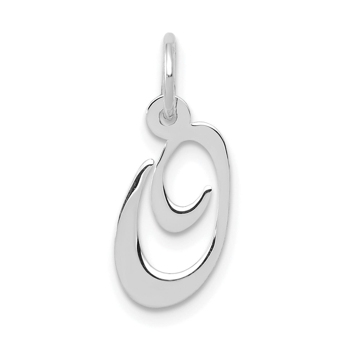 14k White Gold 14k White Gold Small Fancy Script Letter O Initial Charm