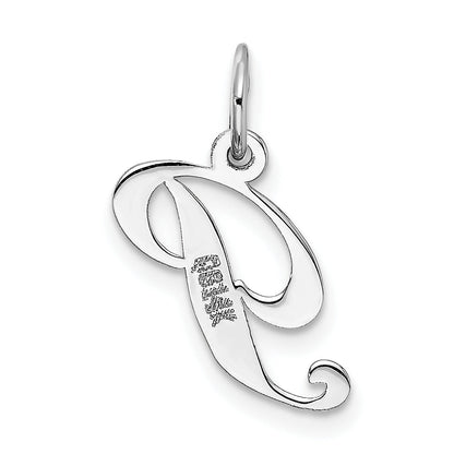 14k White Gold 14k White Gold Small Fancy Script Letter P Initial Charm