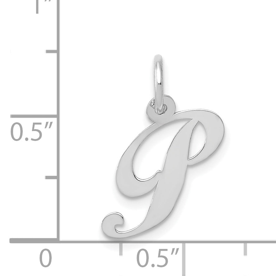 14k White Gold 14k White Gold Small Fancy Script Letter P Initial Charm