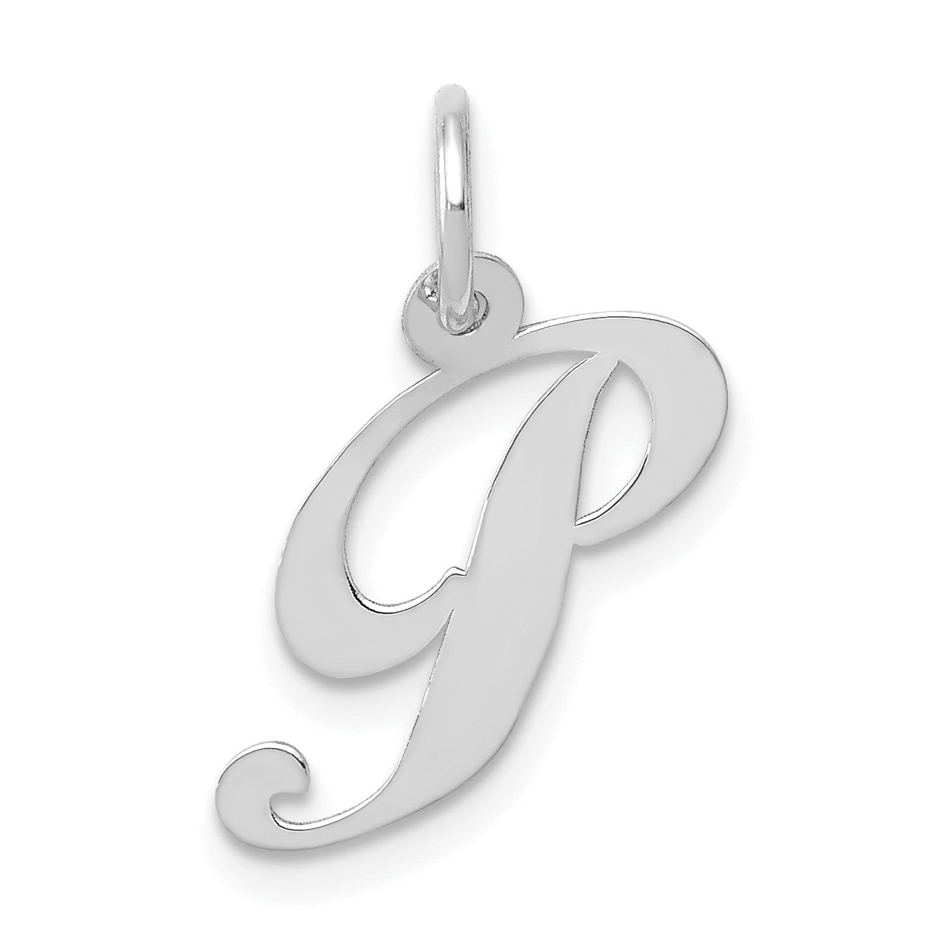 14k White Gold 14k White Gold Small Fancy Script Letter P Initial Charm