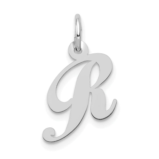 14k White Gold 14k White Gold Small Fancy Script Letter R Initial Charm