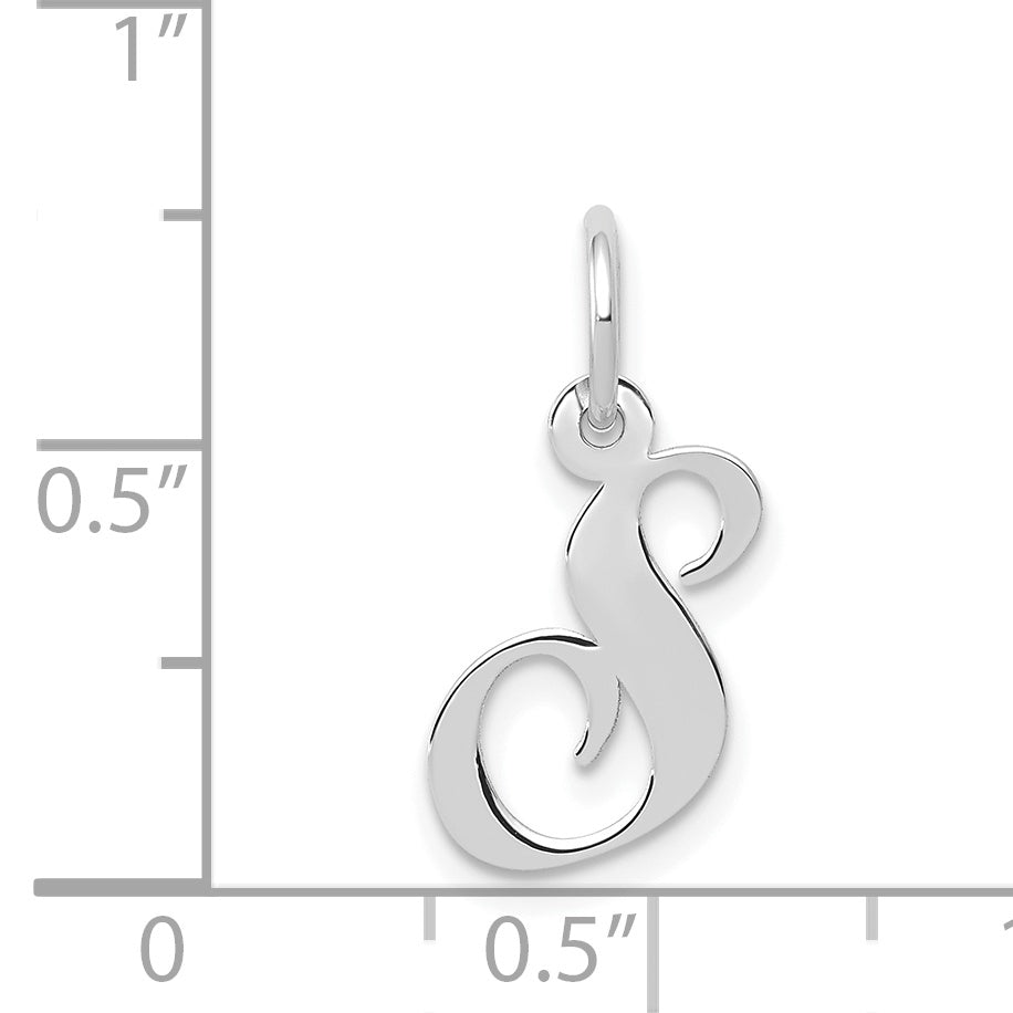 14k White Gold 14k White Gold Small Fancy Script Letter S Initial Charm