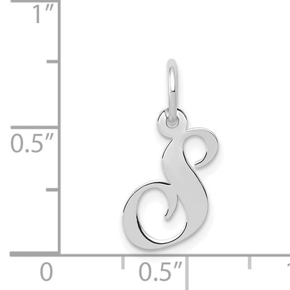 14k White Gold 14k White Gold Small Fancy Script Letter S Initial Charm