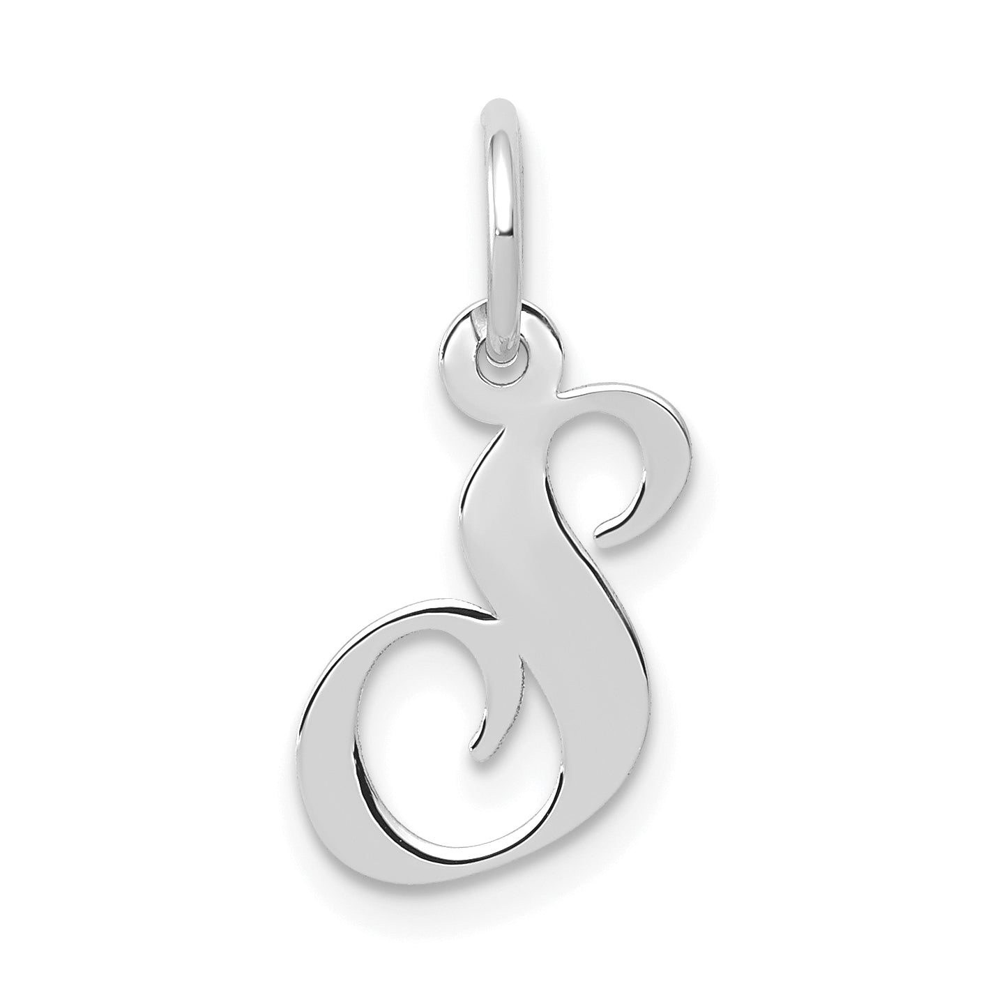 14k White Gold 14k White Gold Small Fancy Script Letter S Initial Charm