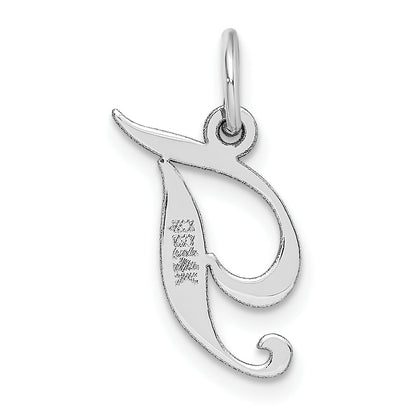 14k White Gold 14k White Gold Small Fancy Script Letter T Initial Charm