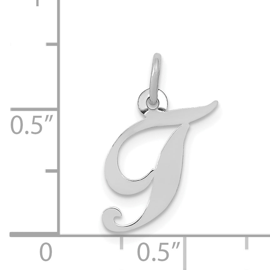 14k White Gold 14k White Gold Small Fancy Script Letter T Initial Charm