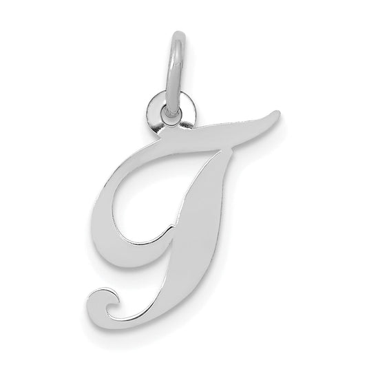 14k White Gold 14k White Gold Small Fancy Script Letter T Initial Charm