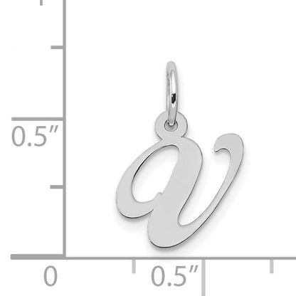 14k White Gold 14k White Gold Small Fancy Script Letter V Initial Charm