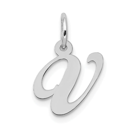 14k White Gold 14k White Gold Small Fancy Script Letter V Initial Charm