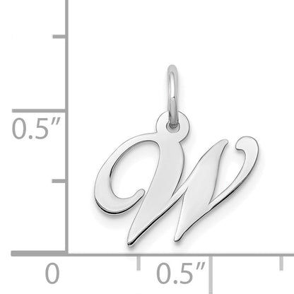 14k White Gold 14k White Gold Small Fancy Script Letter W Initial Charm