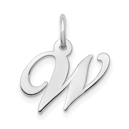 14k White Gold 14k White Gold Small Fancy Script Letter W Initial Charm