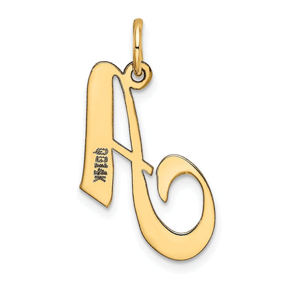 14k Yellow Gold 14K Medium Fancy Script Letter A Initial Charm