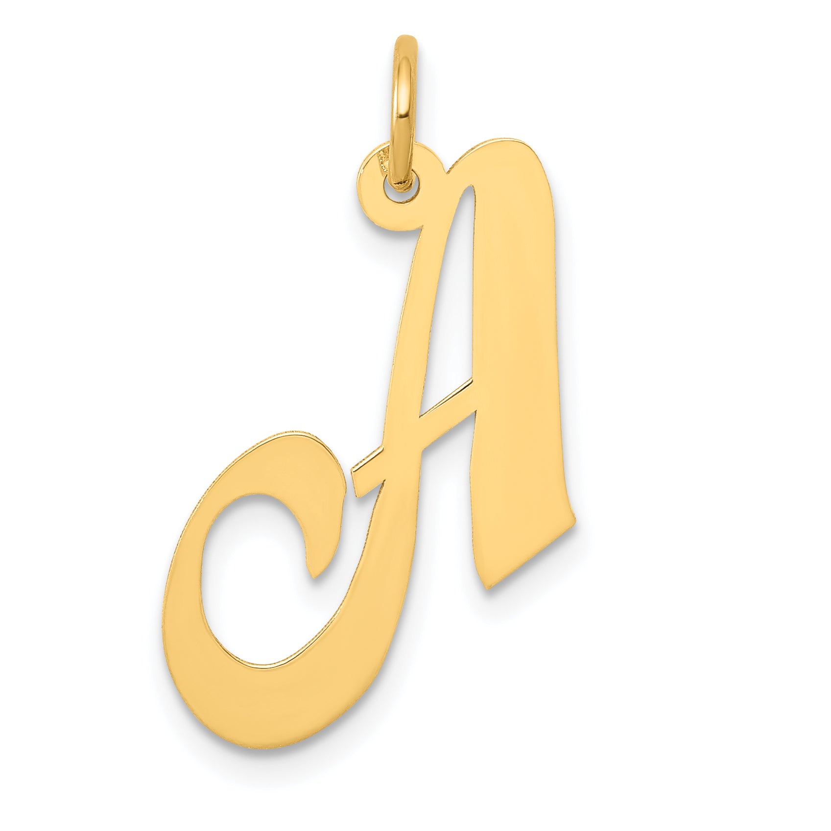 14k Yellow Gold 14K Medium Fancy Script Letter A Initial Charm