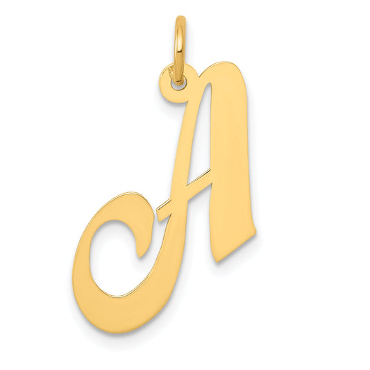 14k Yellow Gold 14K Medium Fancy Script Letter A Initial Charm
