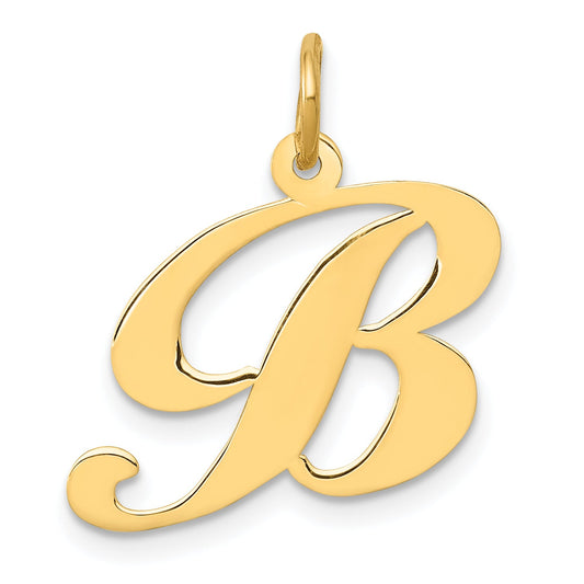 14k Yellow Gold 14K Medium Fancy Script Letter B Initial Charm