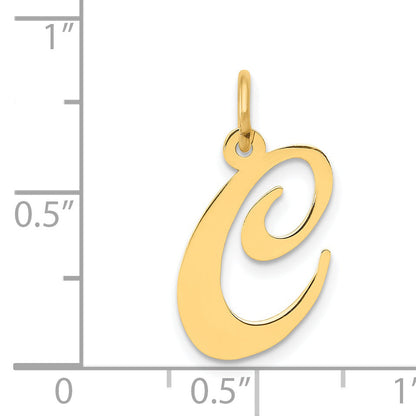 14k Yellow Gold 14K Medium Fancy Script Letter C Initial Charm