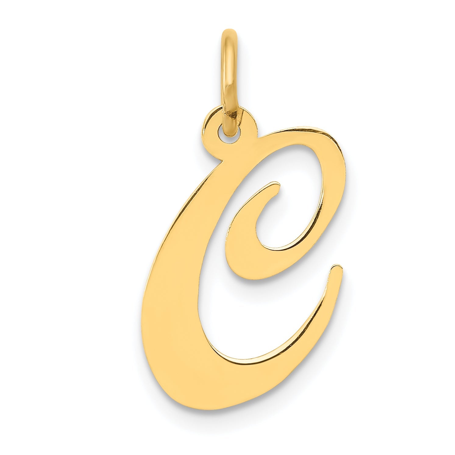 14k Yellow Gold 14K Medium Fancy Script Letter C Initial Charm