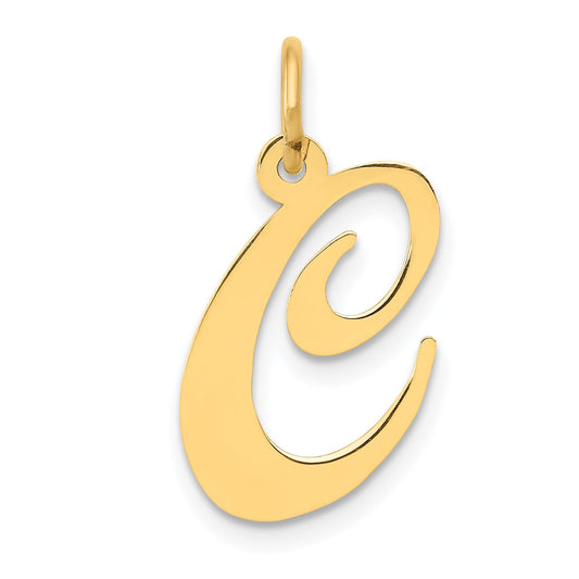 14k Yellow Gold 14K Medium Fancy Script Letter C Initial Charm
