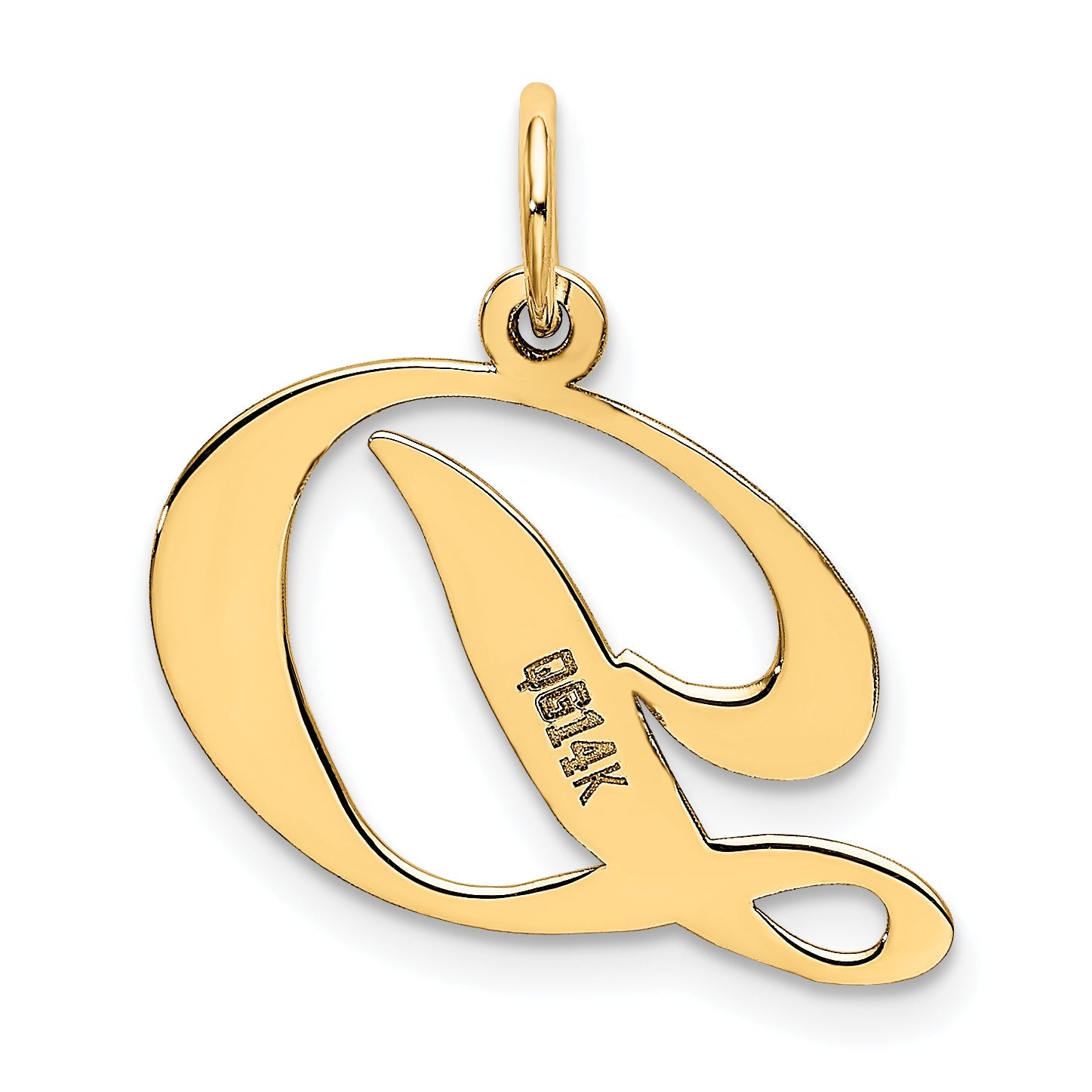 14k Yellow Gold 14K Medium Fancy Script Letter D Initial Charm