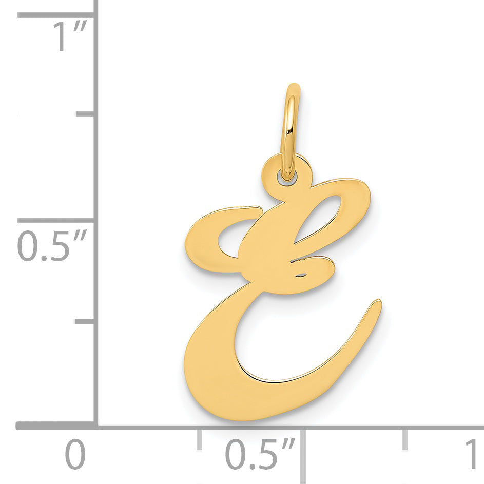 14k Yellow Gold 14K Medium Fancy Script Letter E Initial Charm