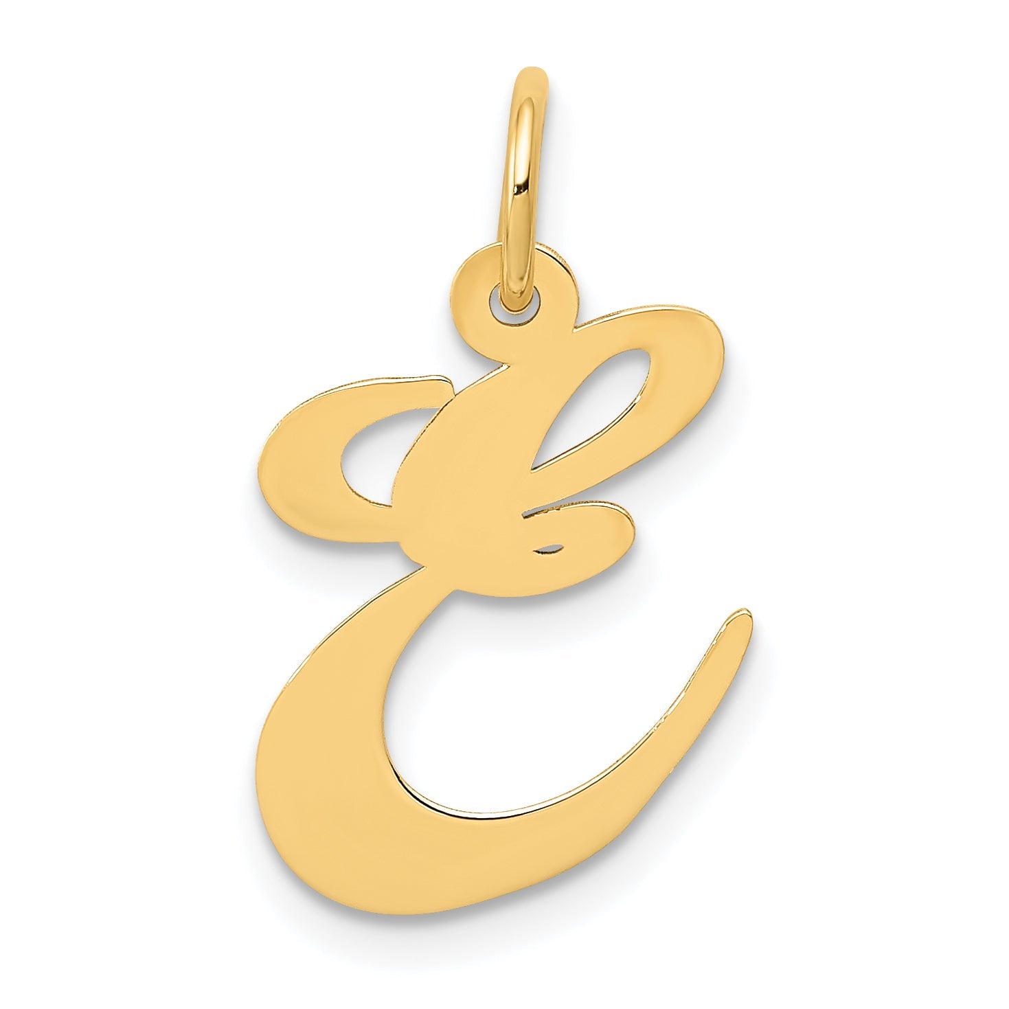 14k Yellow Gold 14K Medium Fancy Script Letter E Initial Charm