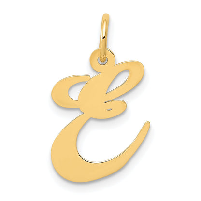 14k Yellow Gold 14K Medium Fancy Script Letter E Initial Charm