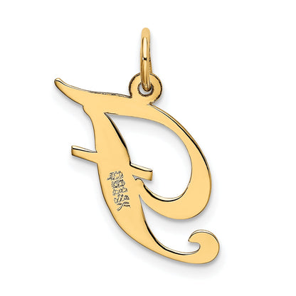 14k Yellow Gold 14K Medium Fancy Script Letter F Initial Charm