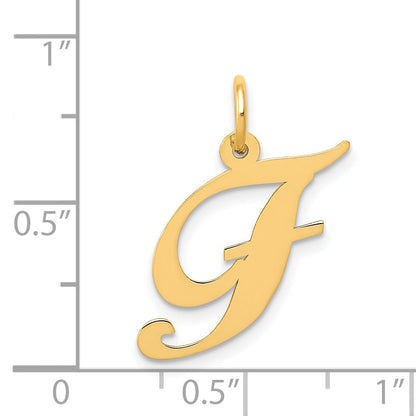 14k Yellow Gold 14K Medium Fancy Script Letter F Initial Charm