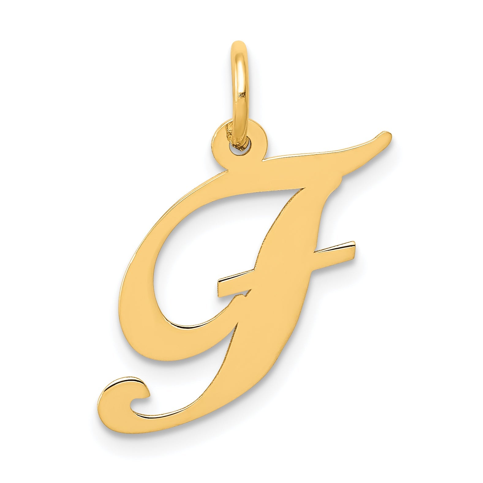 14k Yellow Gold 14K Medium Fancy Script Letter F Initial Charm