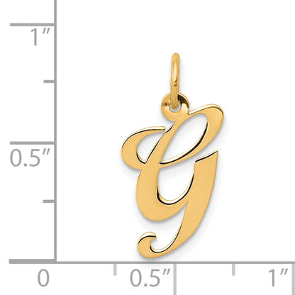 14k Yellow Gold 14K Medium Fancy Script Letter G Initial Charm
