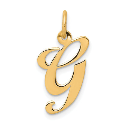 14k Yellow Gold 14K Medium Fancy Script Letter G Initial Charm