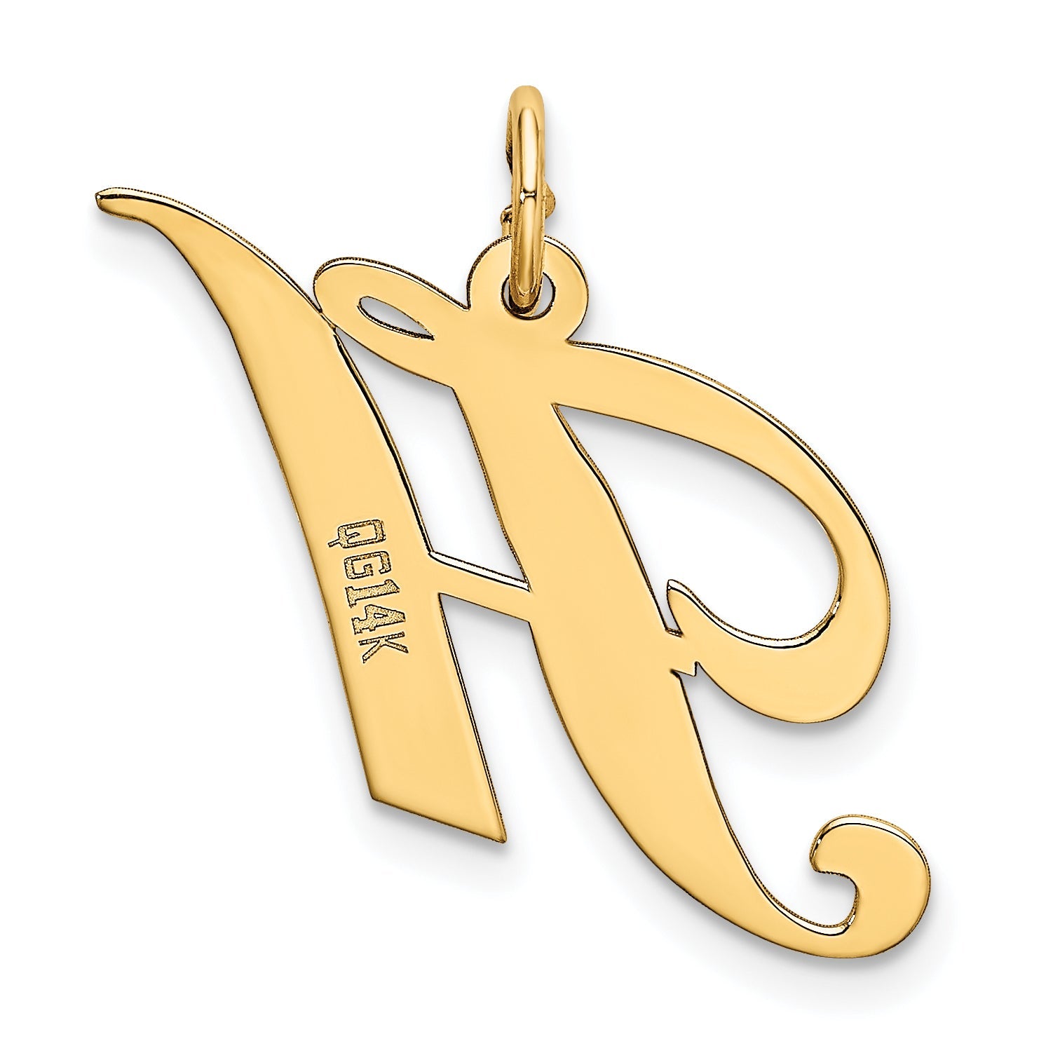 14k Yellow Gold 14K Medium Fancy Script Letter H Initial Charm